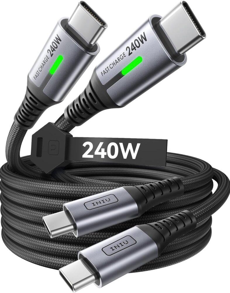 INIU 240W USB C to USB C Cable, [6.6ft+6.6ft] Fast Charging Type C Cord